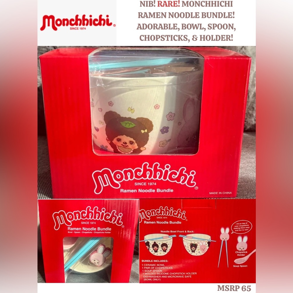 NWT! MONCHHICHI RAMEN NOODLE BUNDLE! SO CUTE!